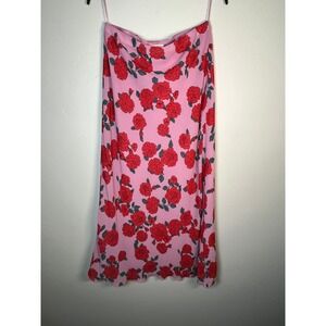 WAYF Pink Rose Floral Print Skirt
